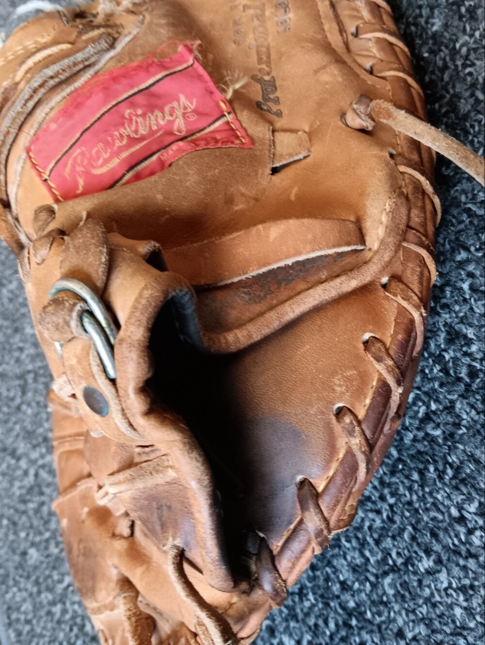 USA Rawlings Vintage Johnny Bench Leather Catchers Mitt, Baseball, Sports Glove - Picture 11 of 16